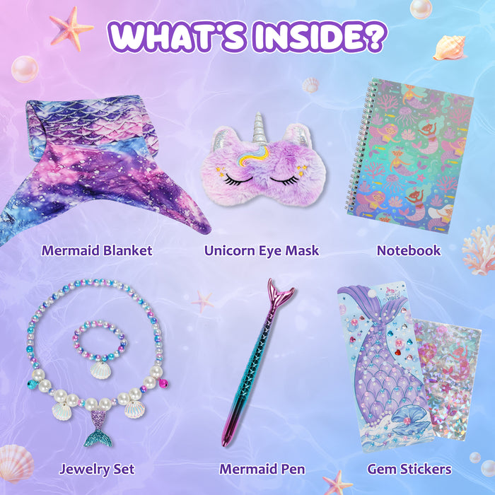 Catalonia Kids Mermaid Tail Blanket Super Soft Plush Flannel Galaxy and Fish Scale Pattern Cozy Gift for Teen Girls