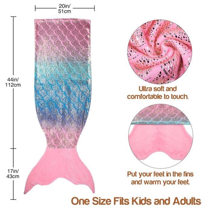 Flannel Mermaid Tail Blanket With Sleep Mask