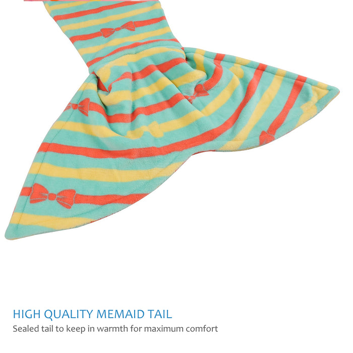Coral Plush Fleece Mermaid Tail Blanket With Pillow