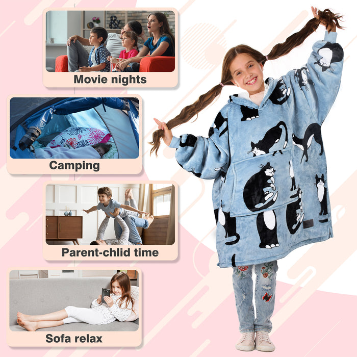 Catalonia Kid Classic Sherpa Oversize Hoodie Blanket