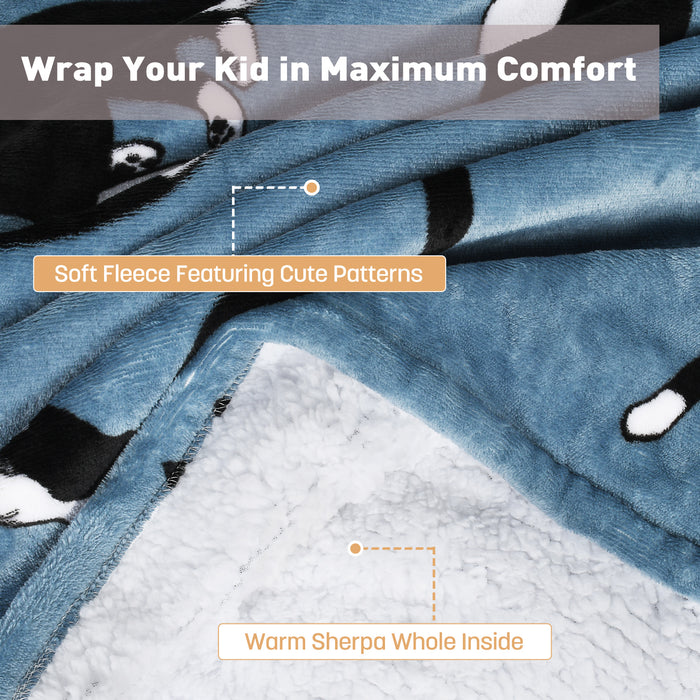 Catalonia Kid Classic Sherpa Oversize Hoodie Blanket