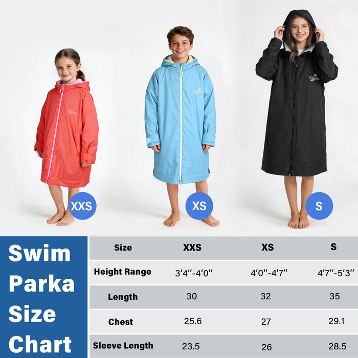 Kids Lightweight Waterproof Sherpa Lined Swim Parka