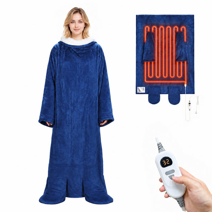Catalonia Wearable TV Blanket with Sleeves Arms Warm Micro Plush Sherpa Fleece + Foot Covers