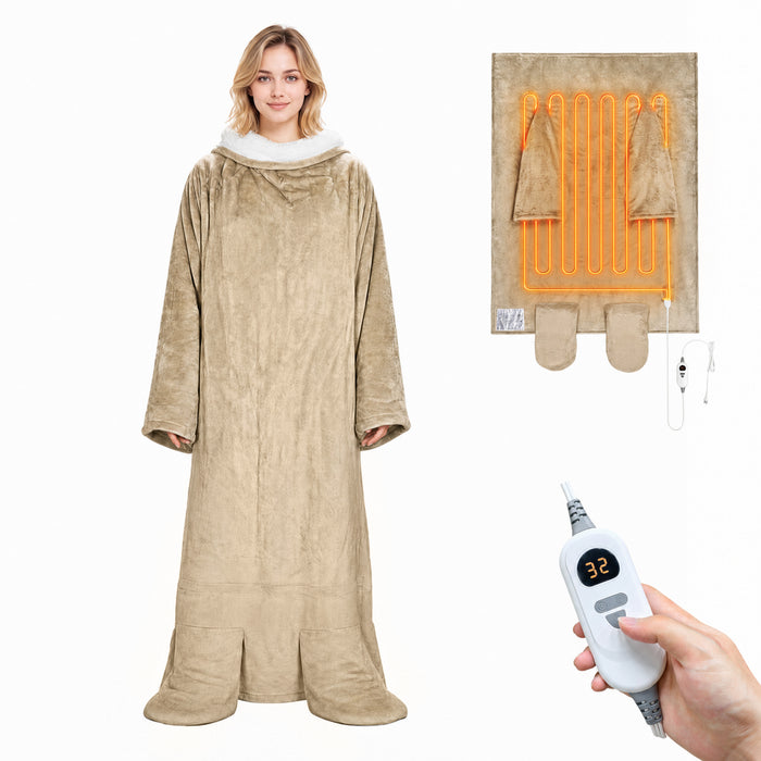 Catalonia Wearable TV Blanket with Sleeves Arms Warm Micro Plush Sherpa Fleece + Foot Covers