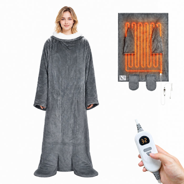 Catalonia Wearable TV Blanket with Sleeves Arms Warm Micro Plush Sherpa Fleece + Foot Covers