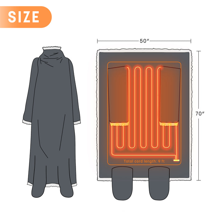 Catalonia Wearable TV Blanket with Sleeves Arms Warm Micro Plush Sherpa Fleece + Foot Covers