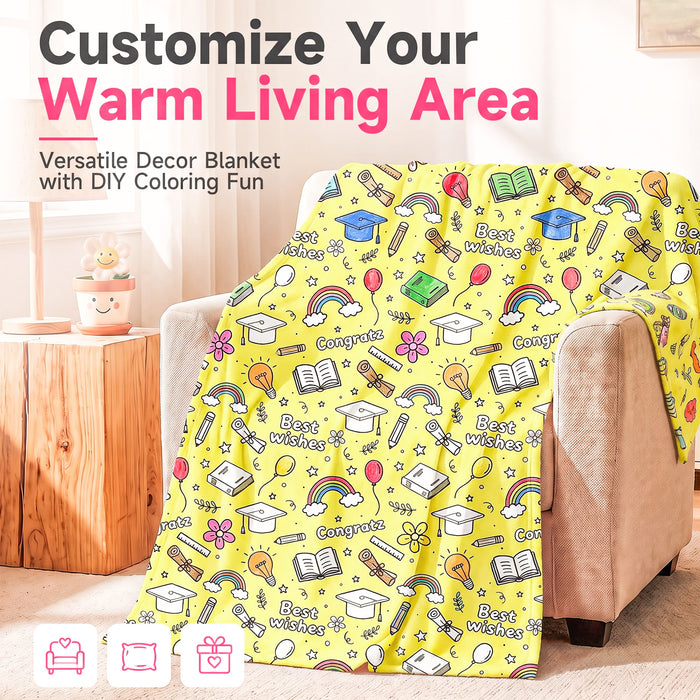 Catalonia DIY Coloring Blanket 15 Fabric Markers Personalized Sherpa Arts Crafts Gift