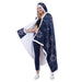 Sherpa fleece hooded blanket poncho - coral pink side view with arm extended
