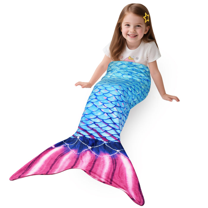Hand-Knitted Mermaid Tail Blanket for Kids