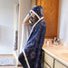 Sherpa fleece hooded blanket poncho - sky blue foot pocket detail