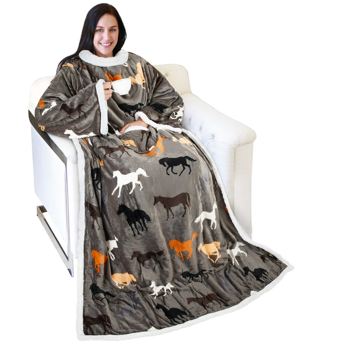Animal Kingdom Sherpa Wearable Blanket With Sleeve