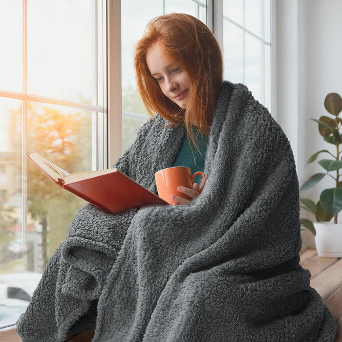 Reversible Sherpa Lightweight Throw Blanket