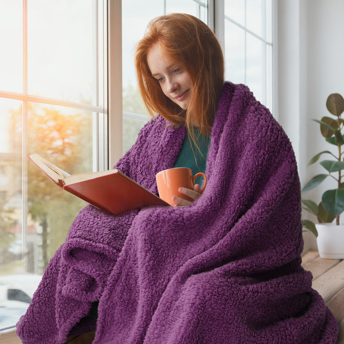 Reversible Sherpa Lightweight Throw Blanket