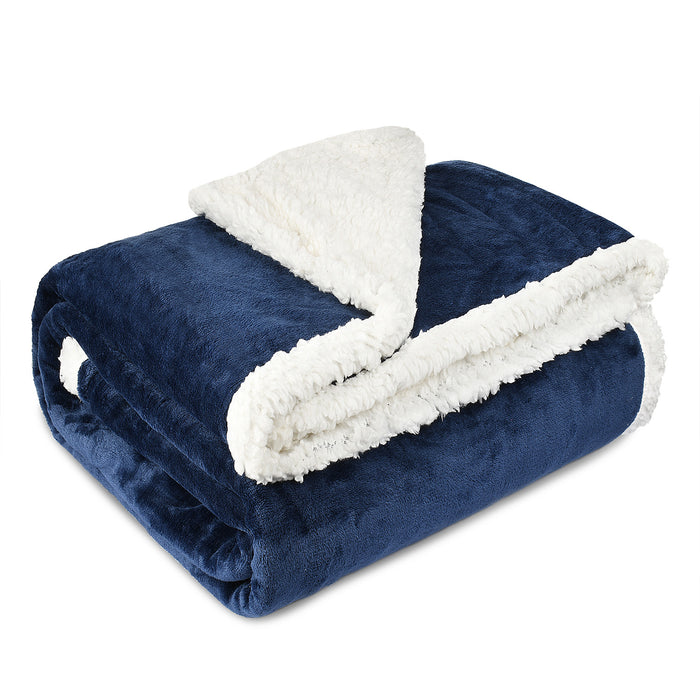 Solid Color Sherpa Throw Blanket
