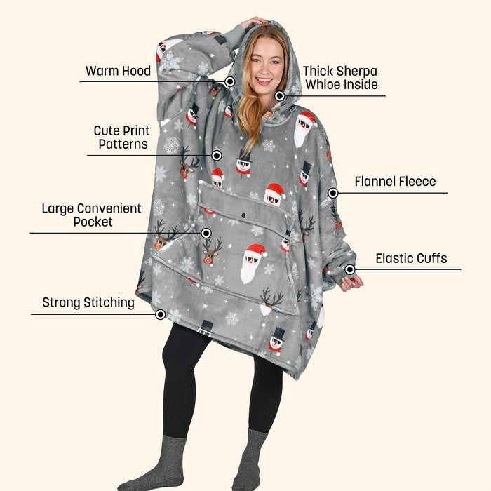 Christmas Spirit Sherpa Oversize Hoodie Blanket