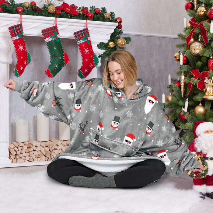 Christmas Spirit Sherpa Oversize Hoodie Blanket