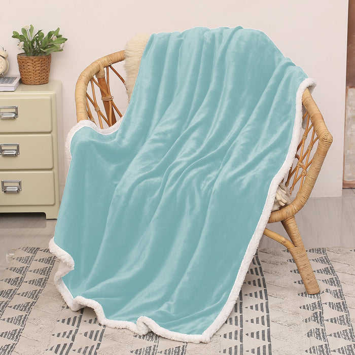 Solid Color Sherpa Throw Blanket