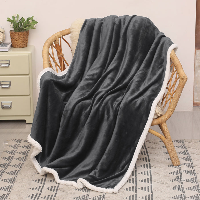 Solid Color Sherpa Throw Blanket