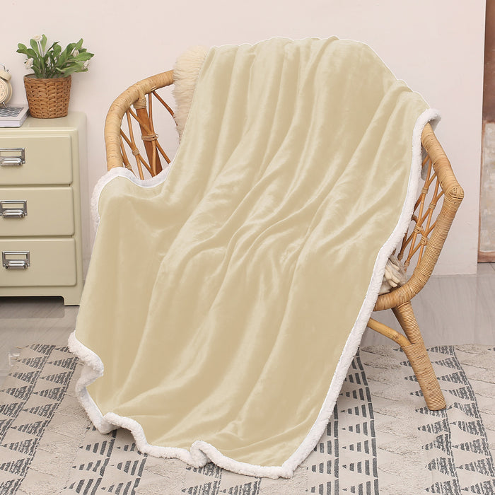 Solid Color Sherpa Throw Blanket
