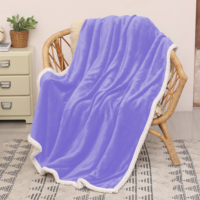 Solid Color Sherpa Throw Blanket
