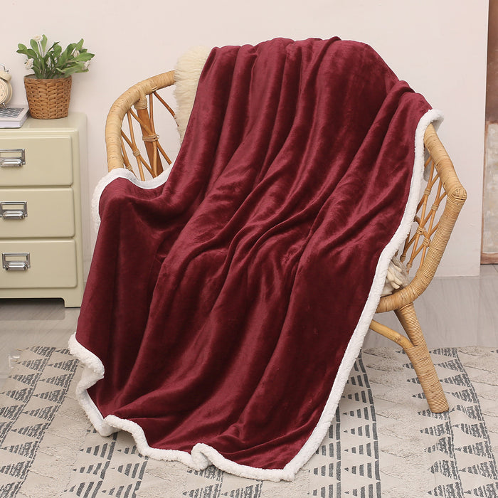 Solid Color Sherpa Throw Blanket