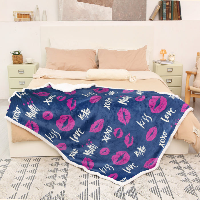 Love's Embrace Sherpa Throw Blanket