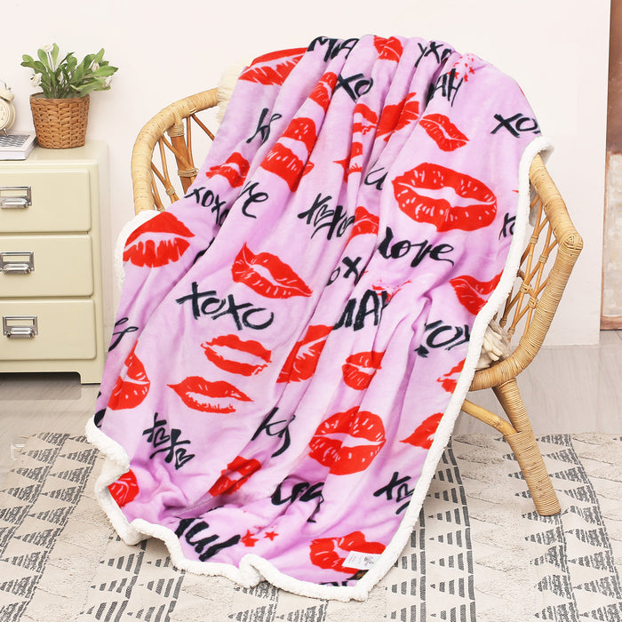 Love's Embrace Sherpa Throw Blanket
