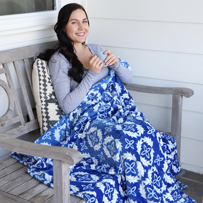 Moroccan Ikat Fleece Lightweight Throw Blanket