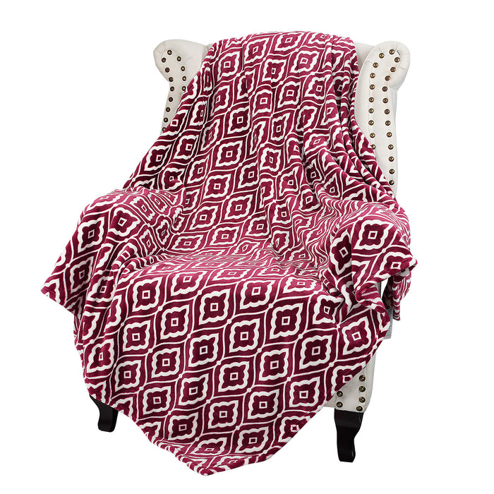 Moroccan Ikat Fleece Lightweight Throw Blanket