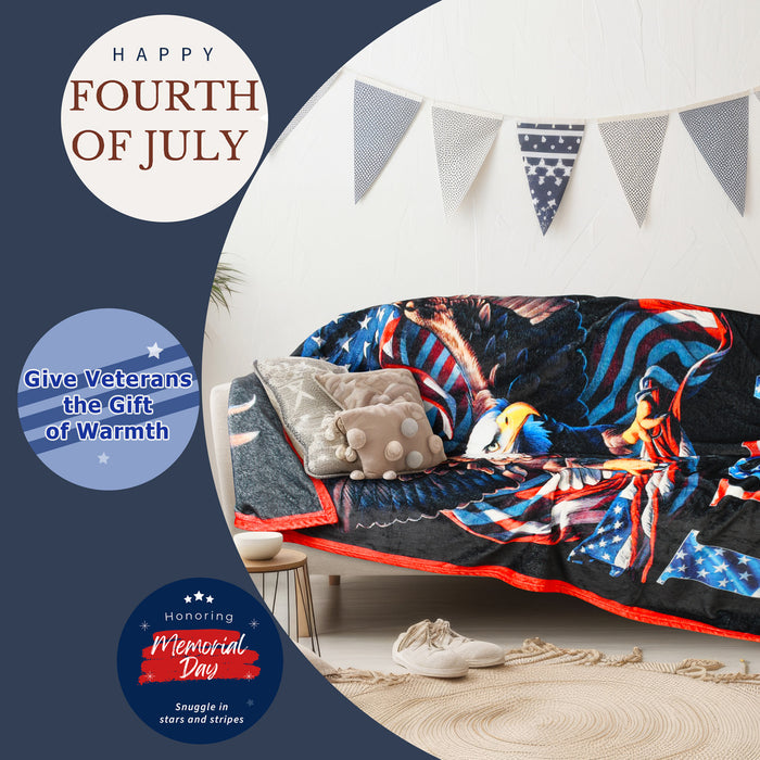 Patriotic American Eagle Flag Throw Blanket