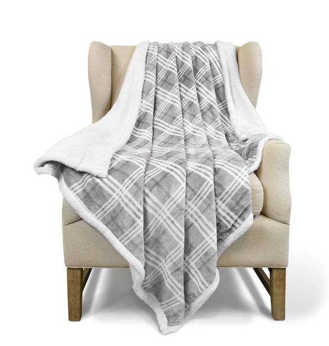 Plaid Sherpa Throw Blanket