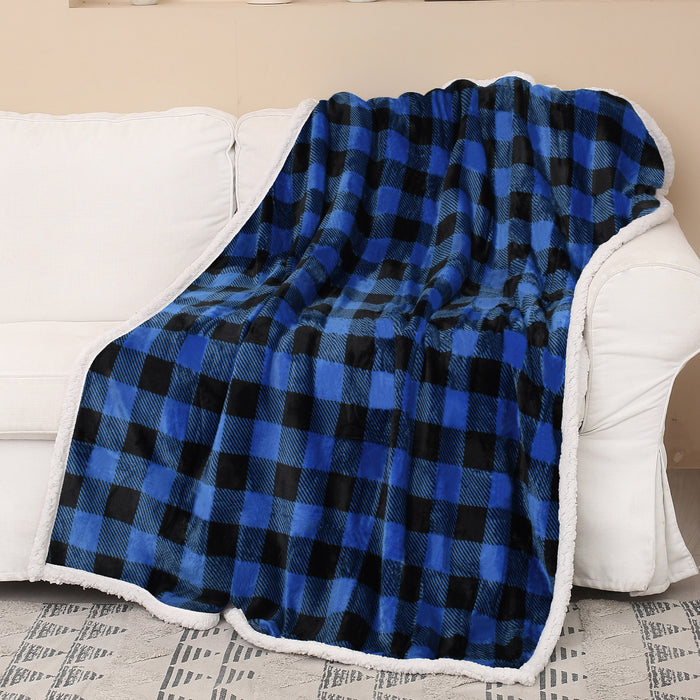 Plaid Sherpa Throw Blanket