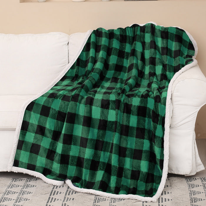 Plaid Sherpa Throw Blanket