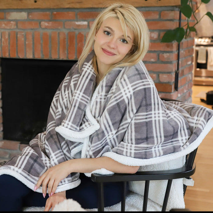 Plaid Sherpa Throw Blanket