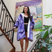 Full zip sherpa oversized hoodie jacket - gray draped display view