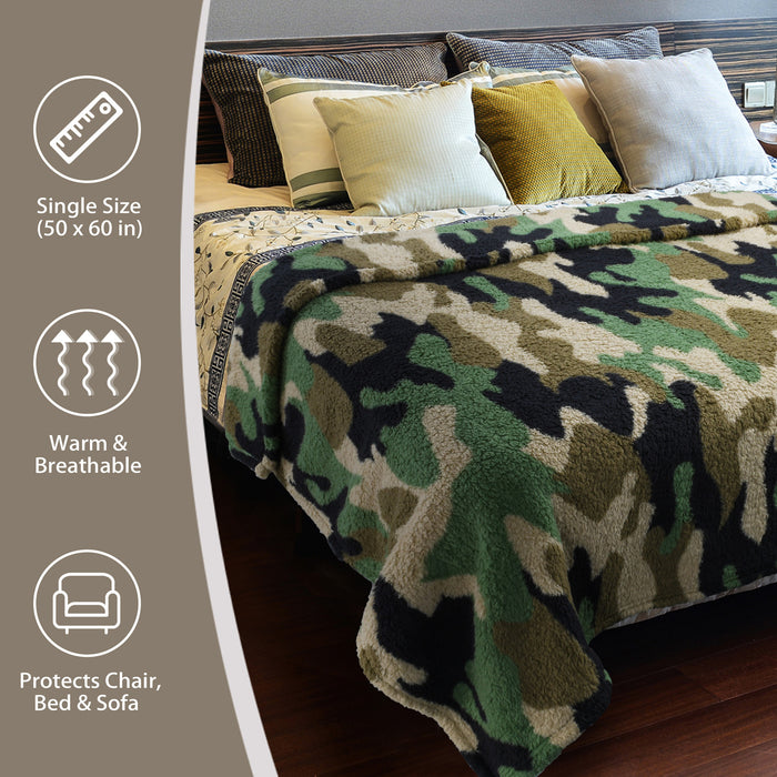 Reversible Sherpa Lightweight Throw Blanket