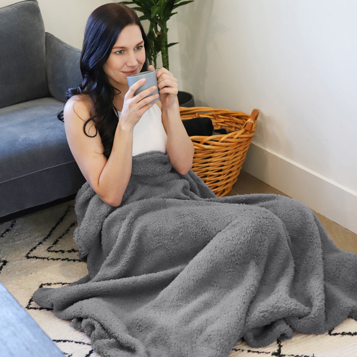 Reversible Sherpa Lightweight Throw Blanket