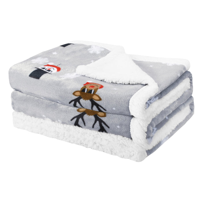 Christmas Spirit Sherpa Throw Blanket