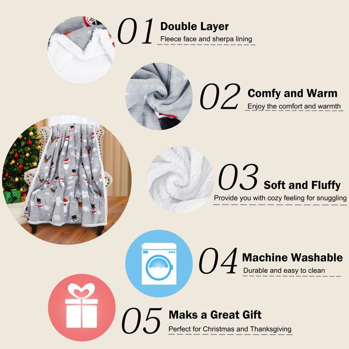 Christmas Spirit Sherpa Throw Blanket