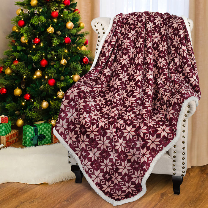 Xmas Sherpa Throw Blanket
