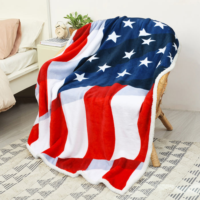 Flag Sherpa Throw Blanket