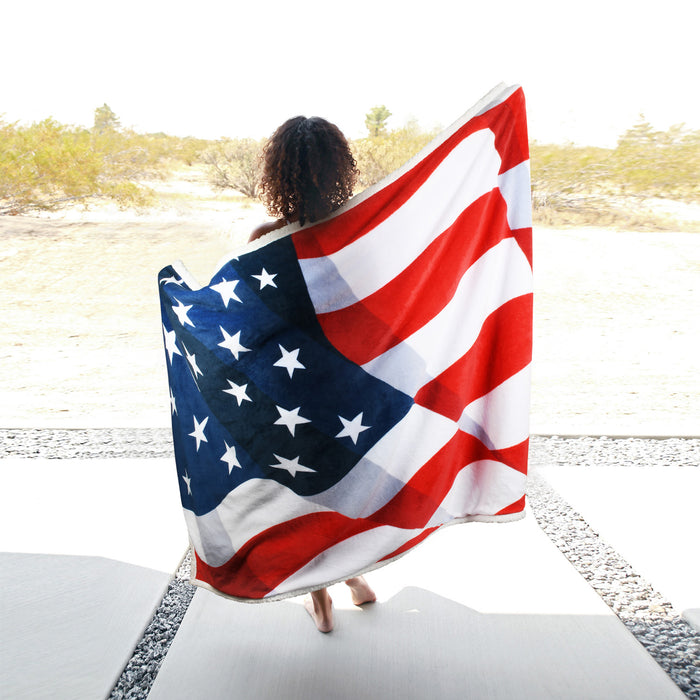 Flag Sherpa Throw Blanket