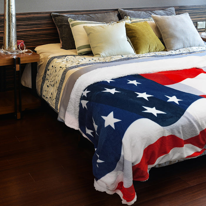 Flag Sherpa Throw Blanket