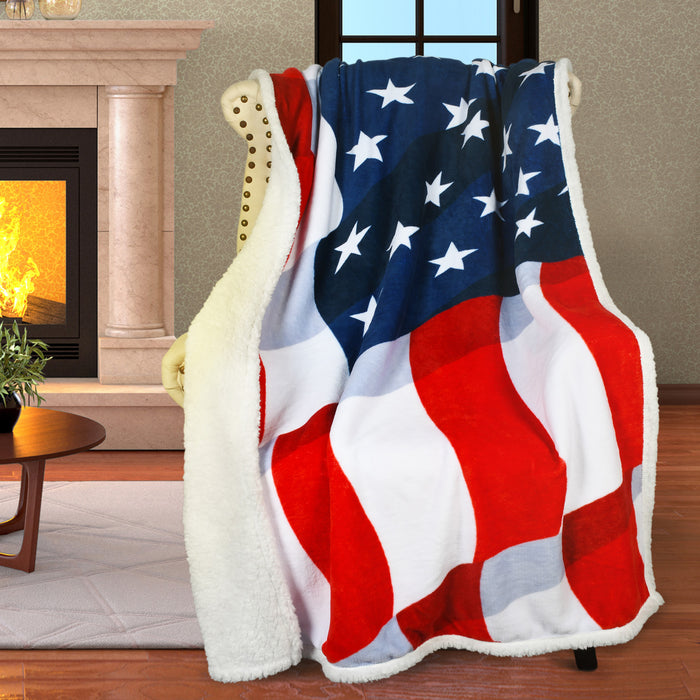 Flag Sherpa Throw Blanket
