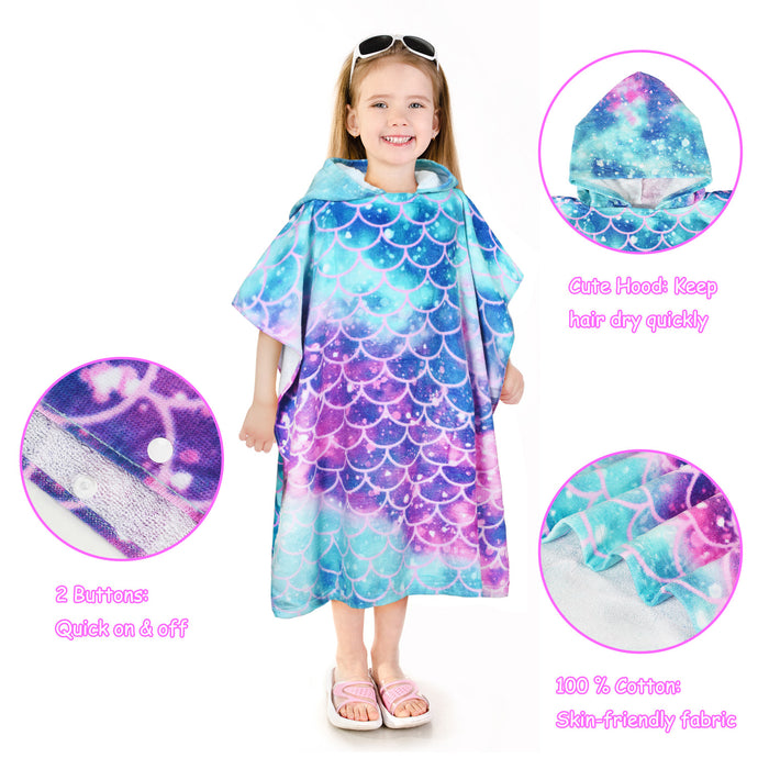 Childrens Hooded Beach Poncho Towel